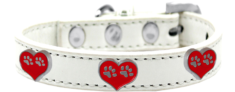 Paw Heart Widget Dog Collar White Size 20